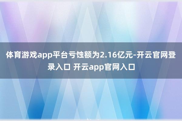 体育游戏app平台亏蚀额为2.16亿元-开云官网登录入口 开云app官网入口